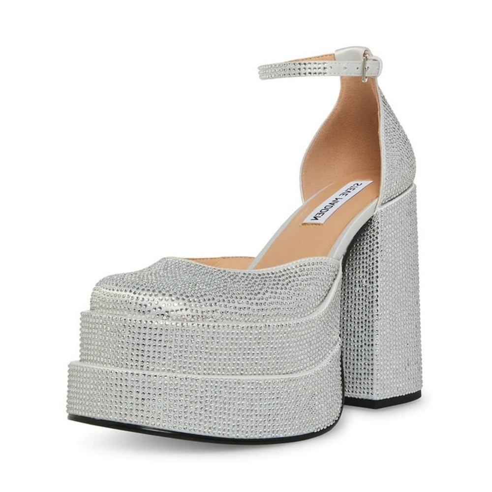 Steve Madden Charlizer Rhinestone platform heels in Silver